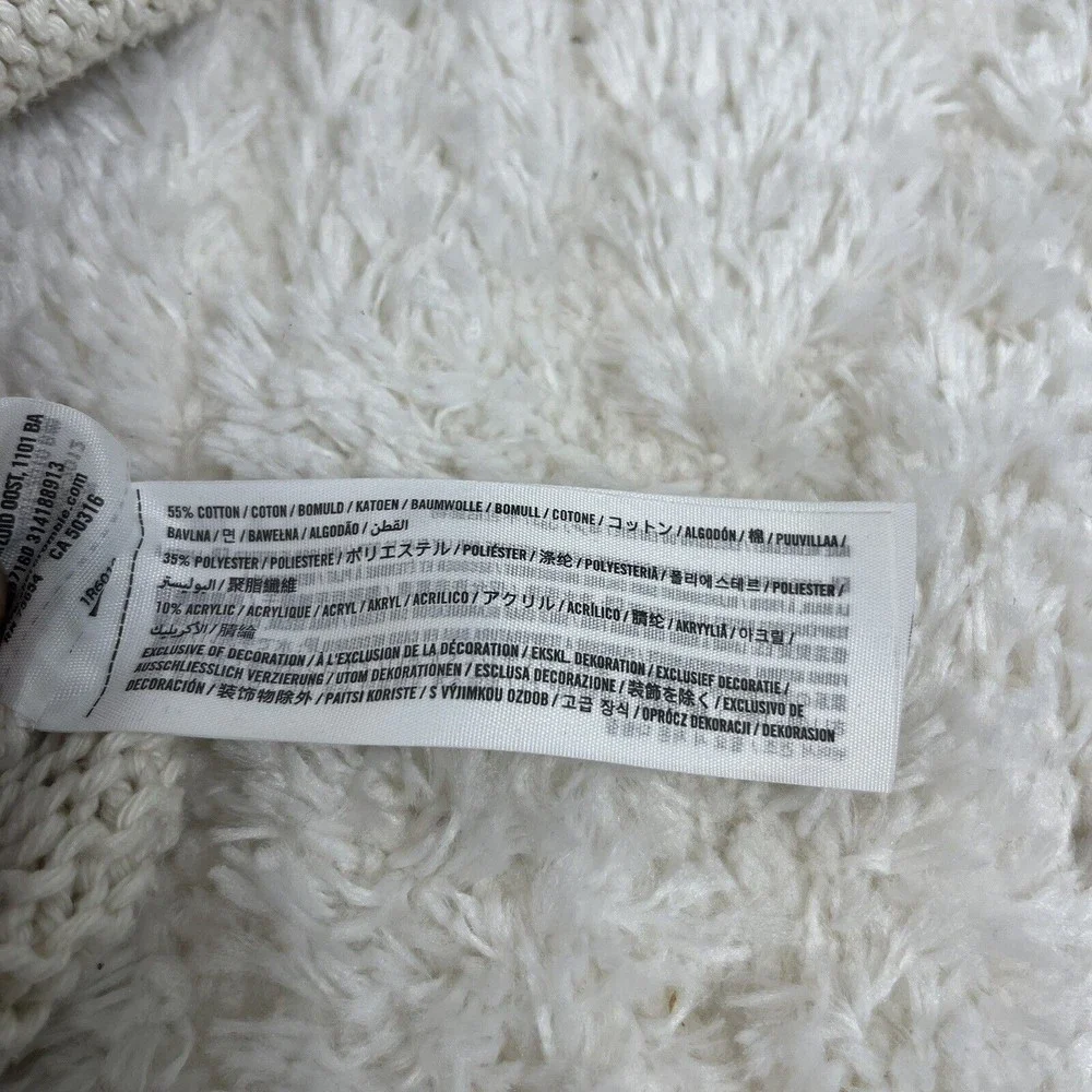 Abercrombie & Fitch Sweater Size M Cream Long Sleeve Cable Knit Chunky Crew Neck - Picture 9 of 9